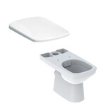 Stojąca miska WC Selnova Square do spłuczki nasadzanej, lejowa, B35 cm, H40 cm, T68 cm, częściowo ukryte mocowania, odpływ poziomy, Rimfree Deska sedesowa WC Selnova Square mocowanie od dołu, zachodząca pokrywa biała
